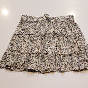 Floral Print Flouncy Ruffled Skirt